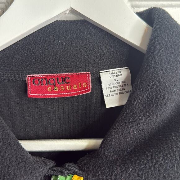 Vintage Christmas Appliqué Embroidered Button- front Knit Cardigan W1800 Sz XL - Picture 6 of 8